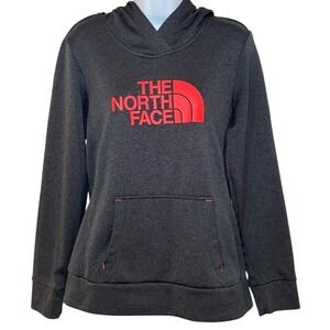 The North Face Gray Hoodie with Red Logo